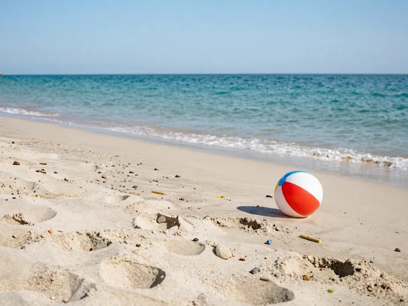 Beach ball moved to a new spot on the sand