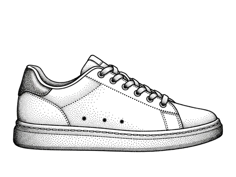 Photo of a sneaker turned into a dotwork tattoo design