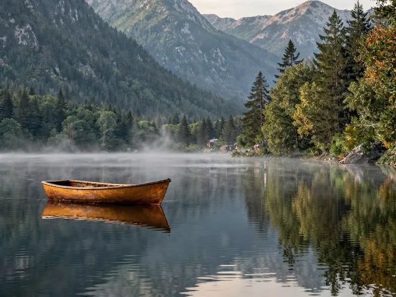Soft lake landscape sharpened