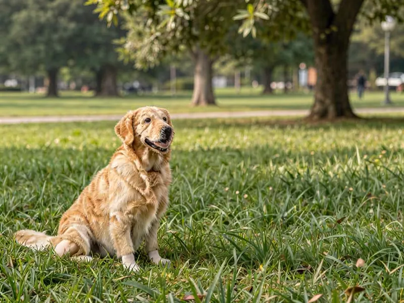 Tiny park photo of a dog upscaled 4×