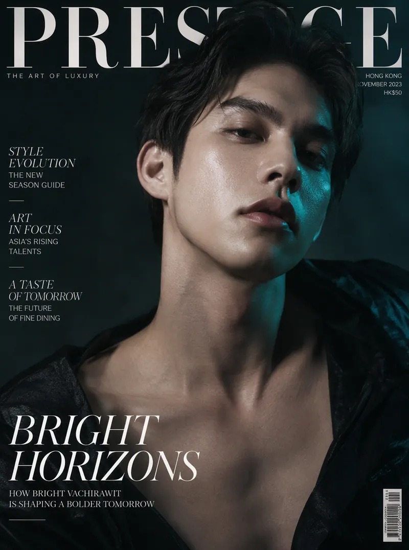 AI-generated editorial male beauty portrait: dewy skin, sculpted shadows, teal rim light on a minimal set