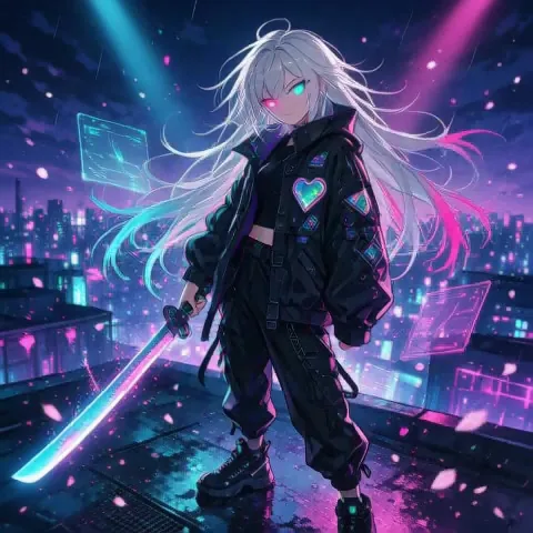 AI-generated video: Katana Slash — Cyan Energy